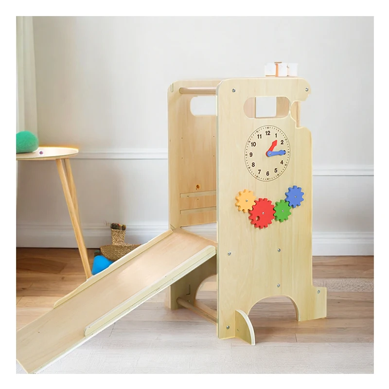 montessori wooden kitchen helper step learning tower children stool adjustable height foldable baby learning tower