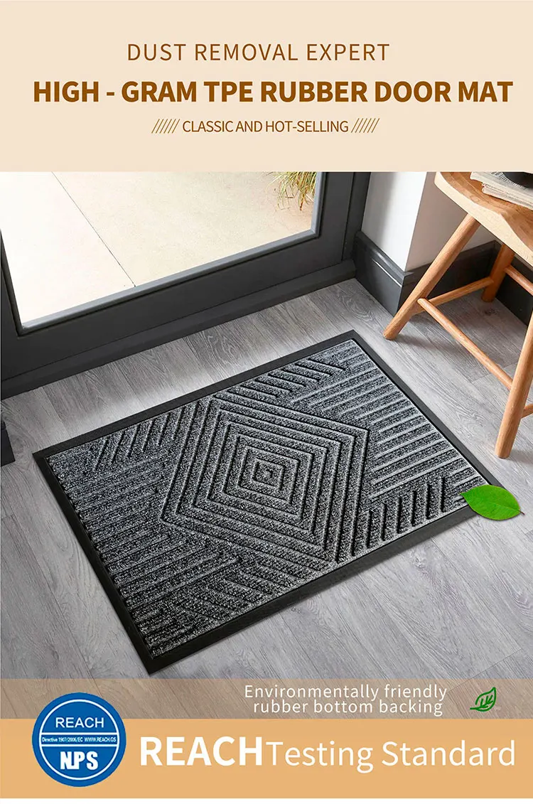 Indoor Door Mats Weather-Resistant TPE Rubber Backed Doormat for Entryway(图2)