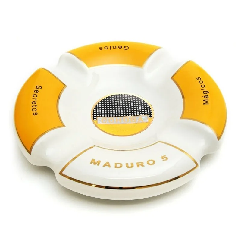 Оптовая продажа европейская керамическая пепельница для курения большой размер индивидуальный логотип аксессуары с золотым ободом креативный