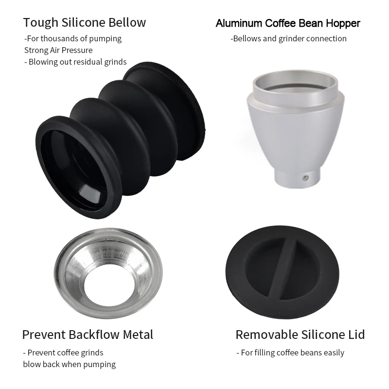 Cafemasy Espresso Grinder Single Dose Hopper 105g Grinder Blowing Bean Bin Aluminium Alloy Coffee Grinder Hopper Blower