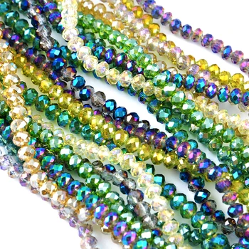 Cheap Price 4mm Faceted Rondelle Glass Beads in Bulk , Wholesale Crystal Beads for Jewelry Making