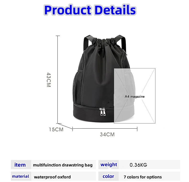 New waterproof folding travel gym sport bag men women backpack custom logo fitness drawstring bag backpack for basketball soccer