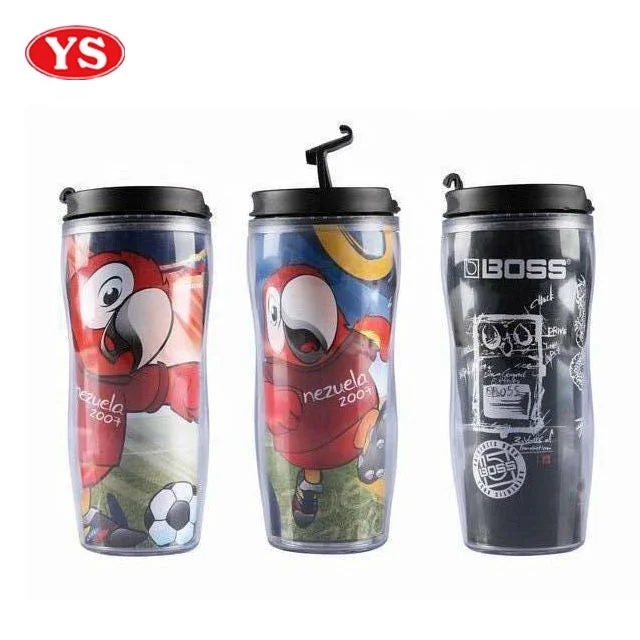 350ml Double Wall Custom Plastic Drinking Coffee Tumbler with Leak Proof Lid