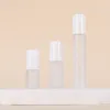 Frosted bottle + Steel roller ball + Plastic white cap