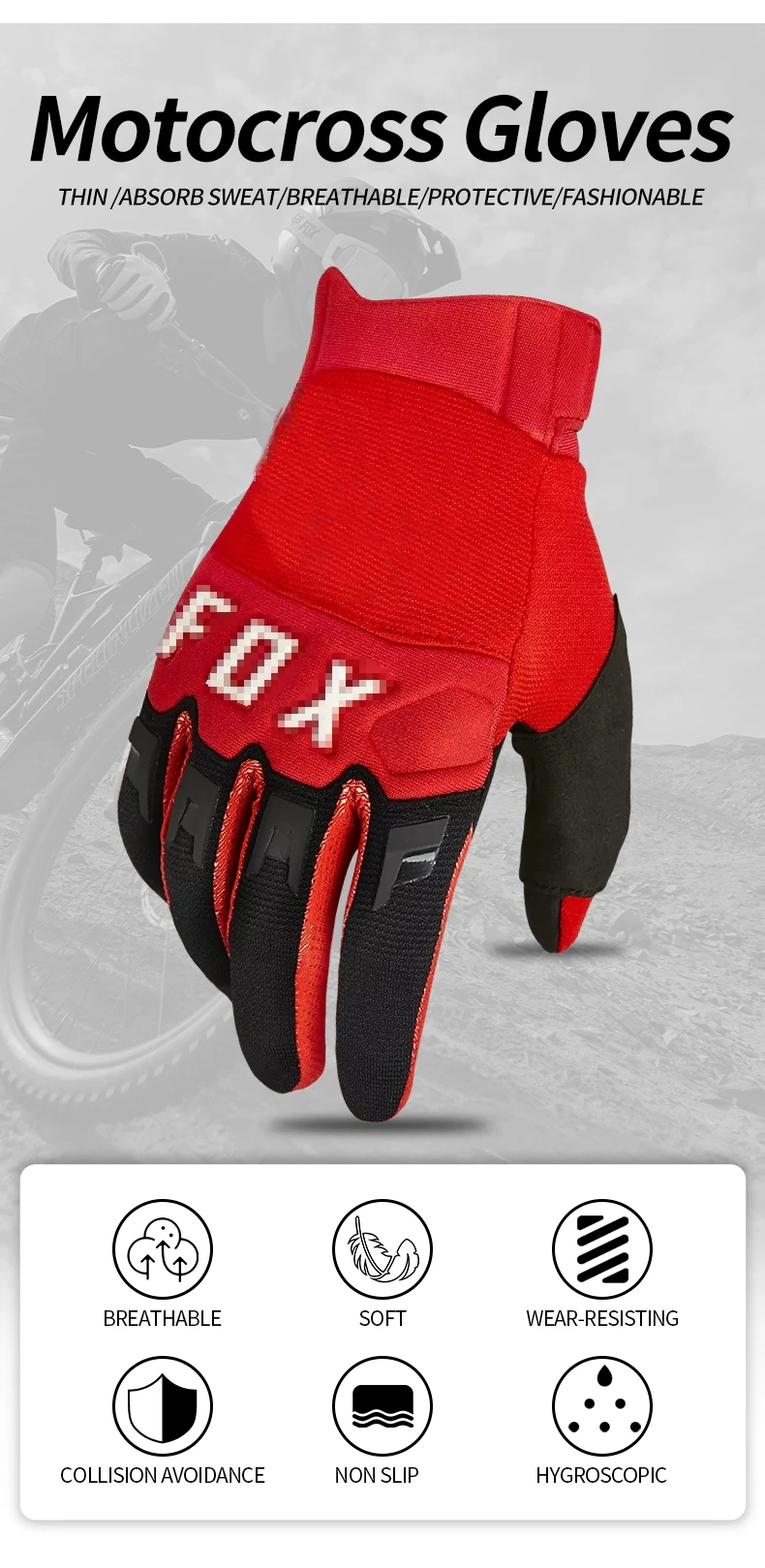E Motorcycle Off Road Gloves