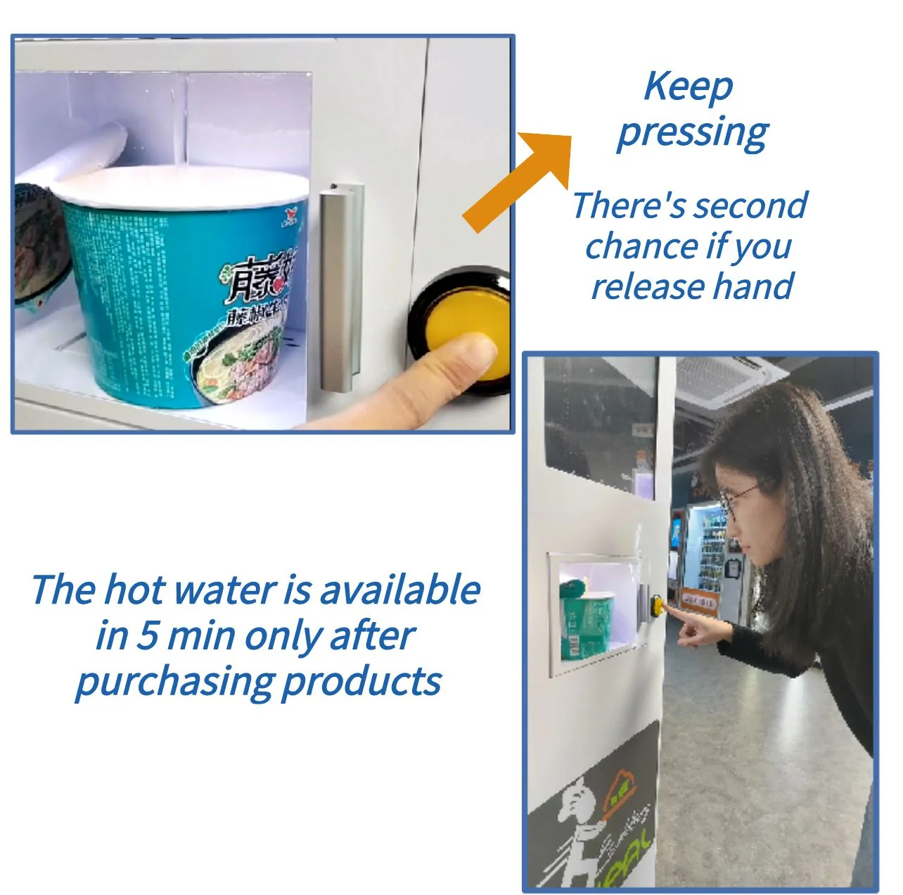 Refrigerated Dual Big Capacity Ramen Instant Cup Noodles Boba Milk Tea Snacks Drinks Vending Machine for Sale with Hot Water