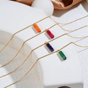 Handmade 18K Gold Plated Stainless Steel Necklace Amethyst Butterfly Pendant Geometric Design Romantic Charm Link Mother's Day