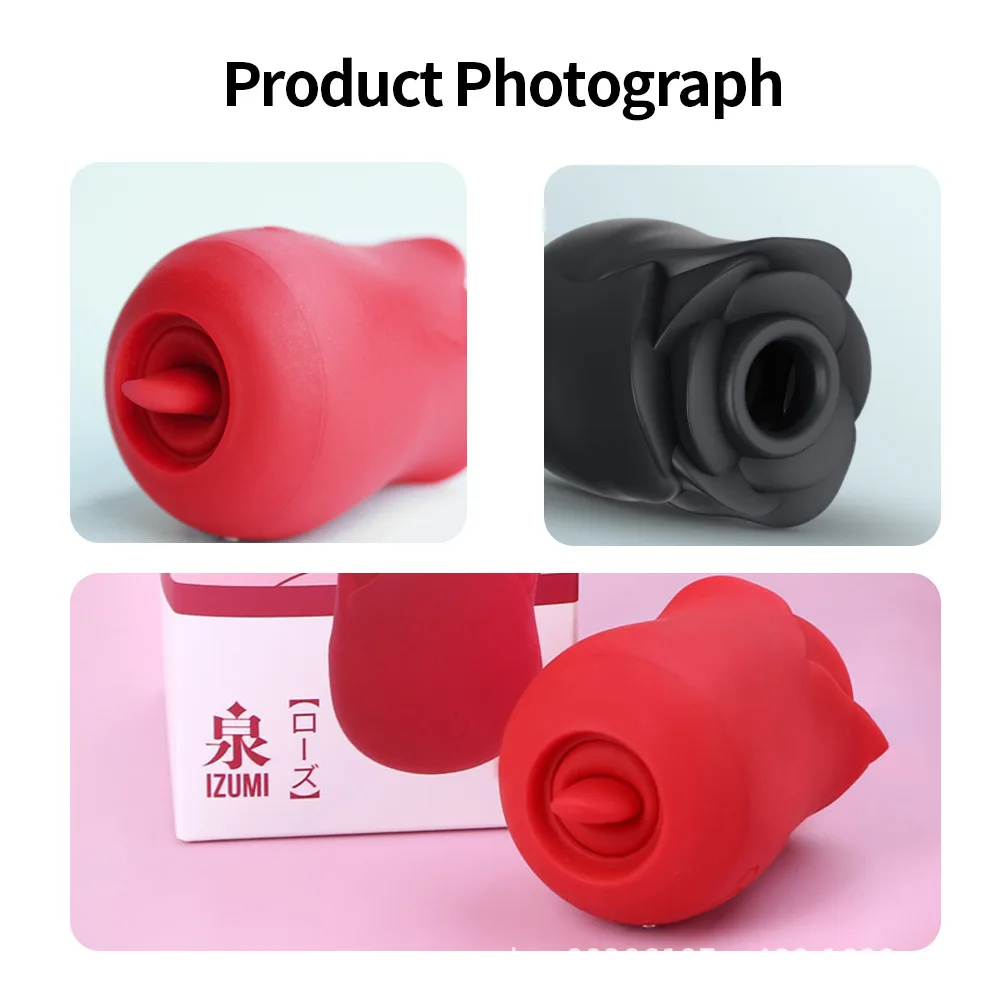 Rose Sex Toy Powerful Clitoral Sucking Licking Tongue 2 in 1 Black Rose  Vibrator Rose Shape Vibrator for Women