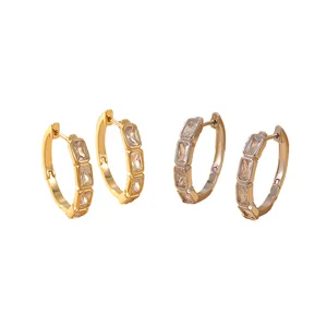 Loftily Jewelry Women's 18K Gold & Rhodium Plated Hoop Earrings Zircon & Diamond Set with Pearl Gifts