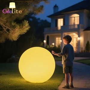 Rechargeable 20-inch Large LED Glowing Ball Light Outdoor Garden RGB Color Changing Globe Floor Lamp Remote Control Mood Lamp