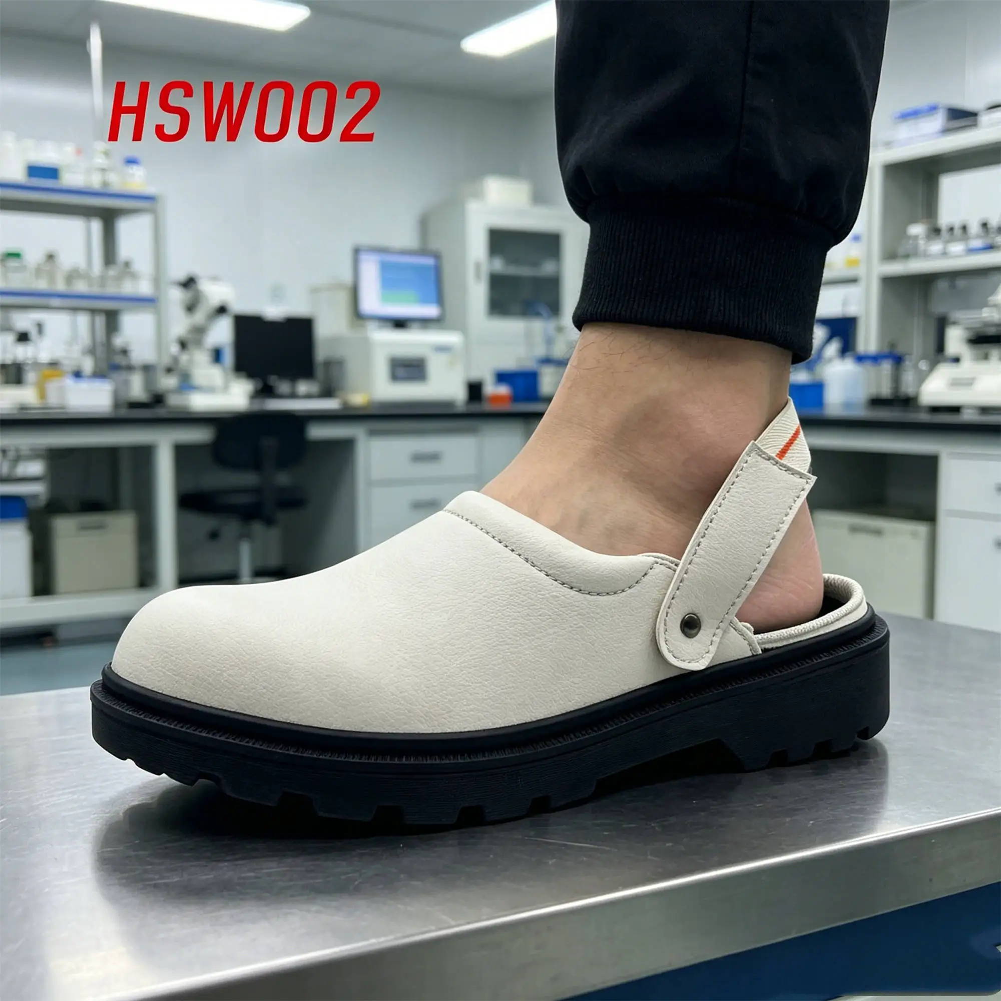 ZYF,electronic Factory Adjustable Belt Design White Safety Shoes Chemical Plant Anti-acid&alkali Sole Unisex Work Clogs HSW002
