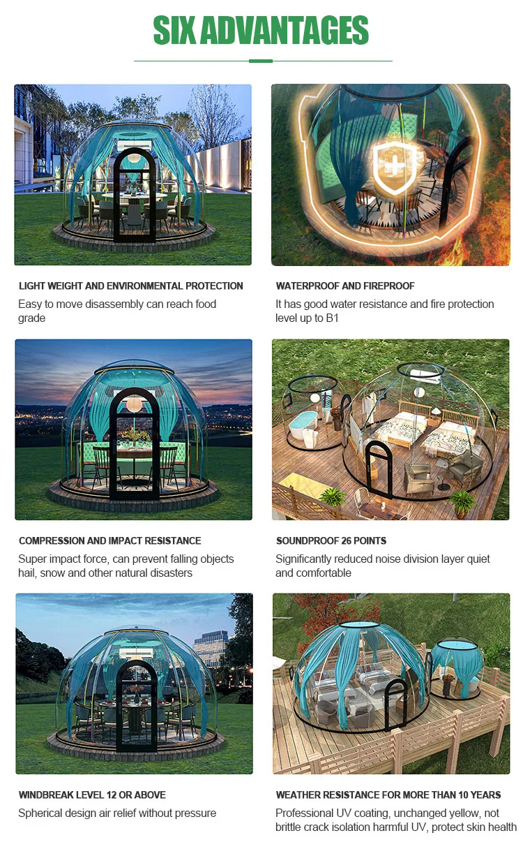 6m Glass Dome House Garden Glass Polycarbonate Glass Igloo Dome House