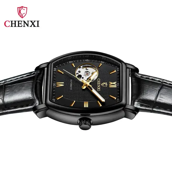 Chenxi 8815 Oval Case Mechanical Watches Men Leather Strap Wristwatch Tourbillon Automatic Mechanical Watch Relogio Masculino