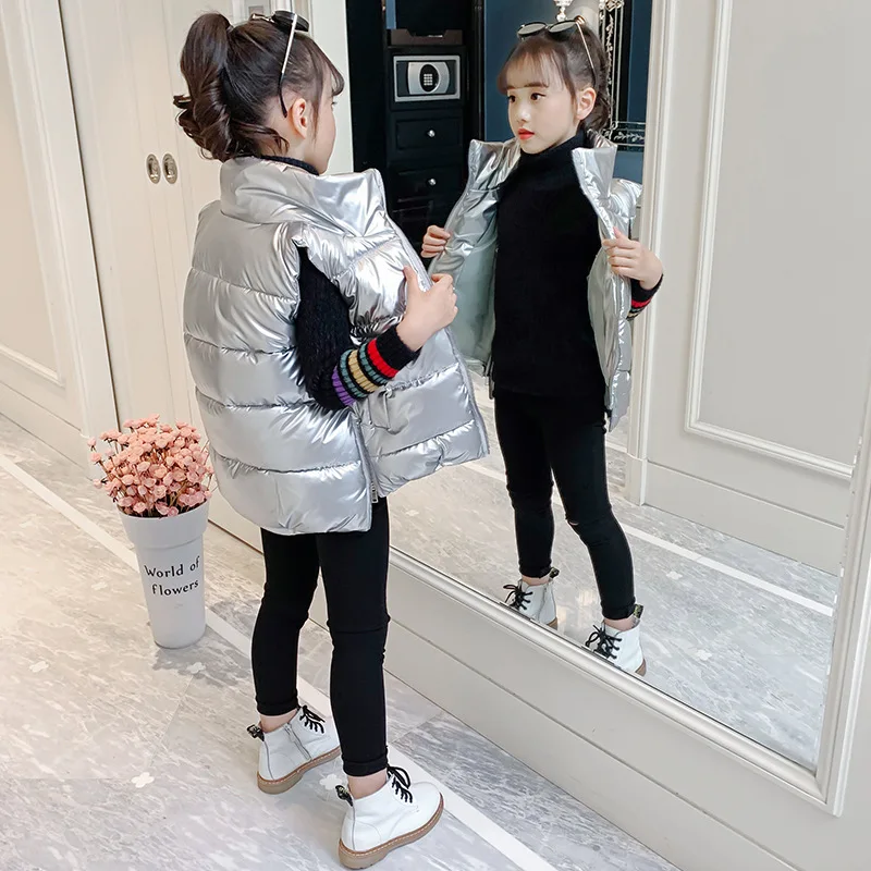 Q31108 fall winter boutiques thickened down cotton jacket Baby Girls boys sleeveless kids down vest coat