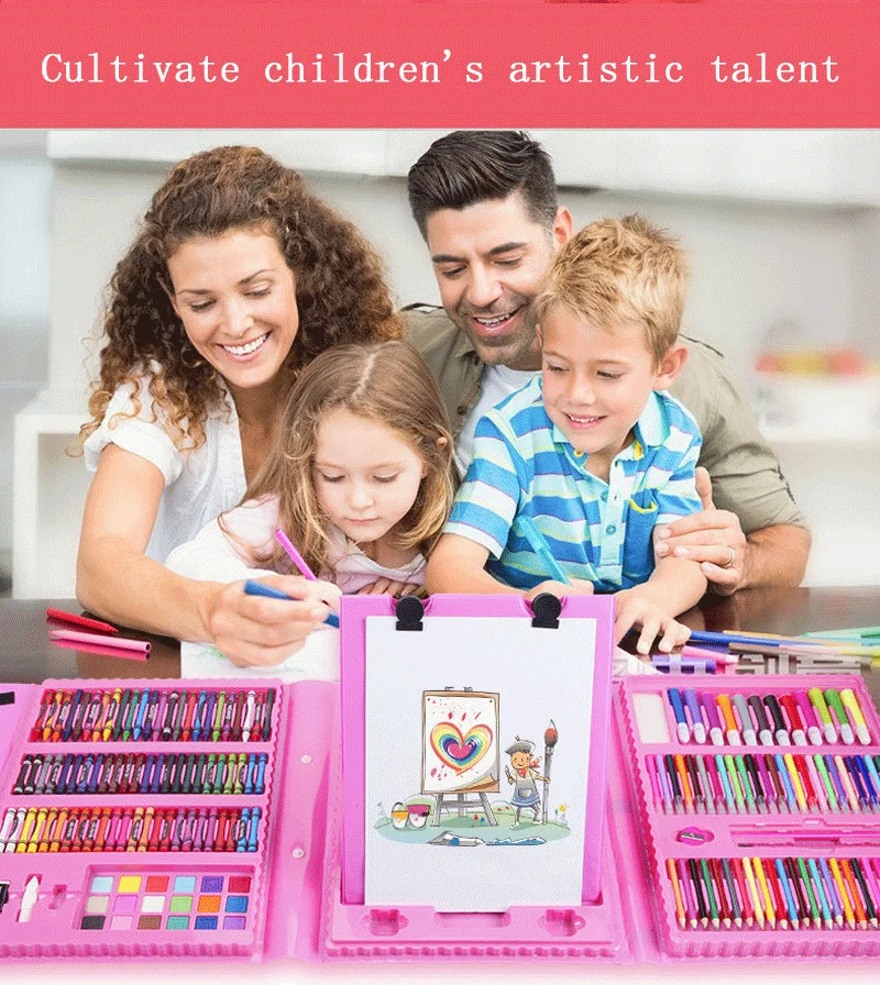 42/86/208Pcs Children Art Painting Set Watercolor Pencil Crayon Water Pen  Colors Drawing Tools Kids