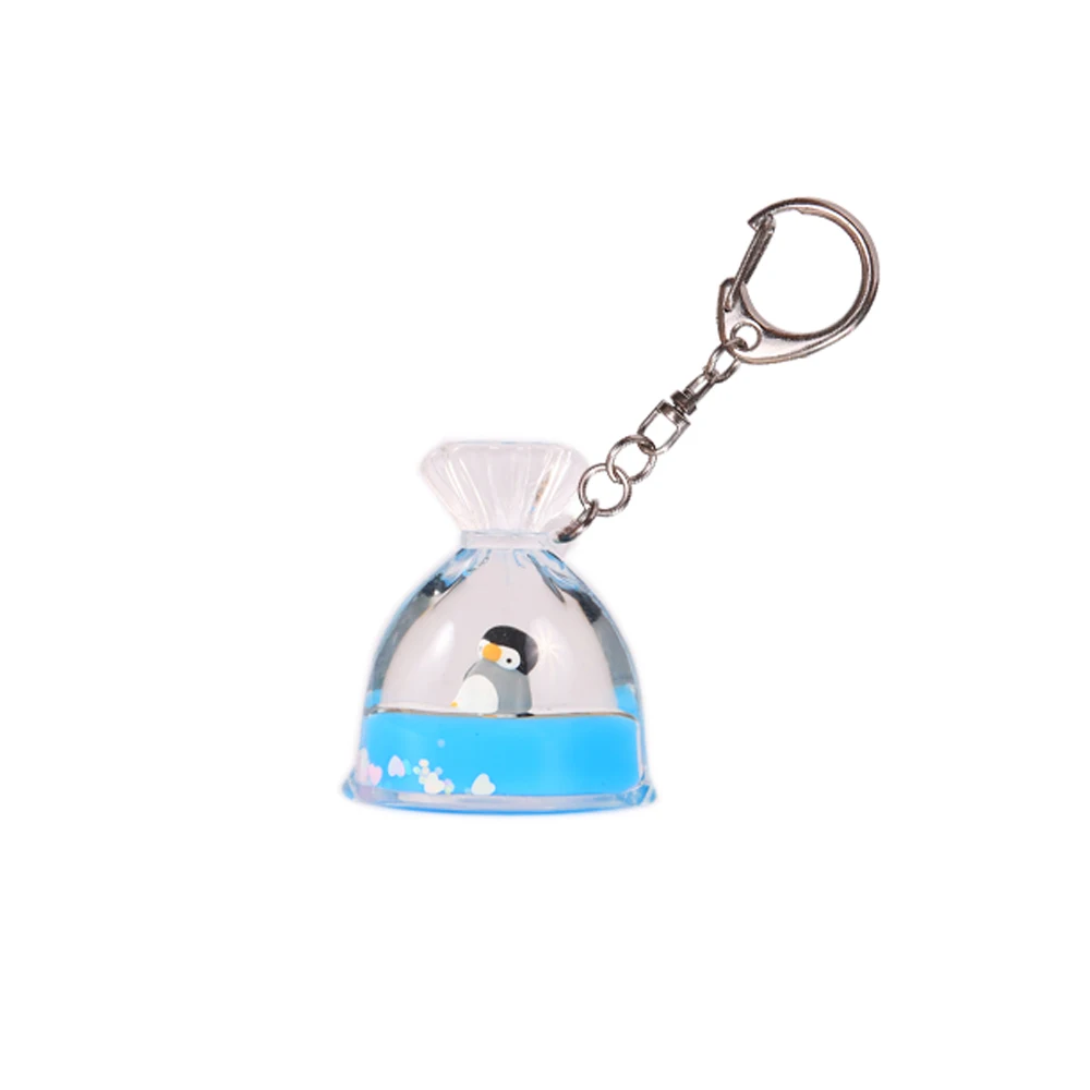 Floating Keychain with 3D Floater Purse Shape Wholesale Custombglitter Liquid Oil Water Keyring Lucky Bag
