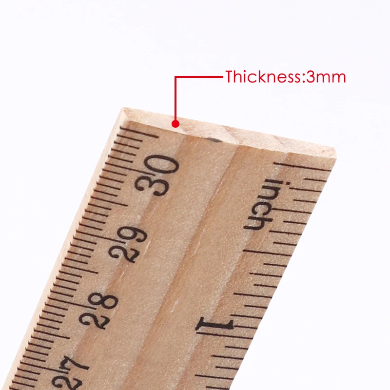 FOSKA User-friendly and Safe Design Double Sided Scale 12inch / 30cm Natural Wooden Straight Ruler for Home Student Office Use