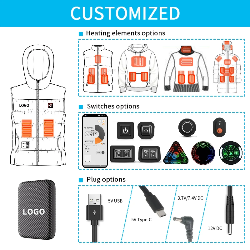 Men's Customizable Zippered Heated Pants USB Winter Blanket Reactive Heated Long Johns