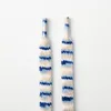 Striped blue and white plush shoelaces