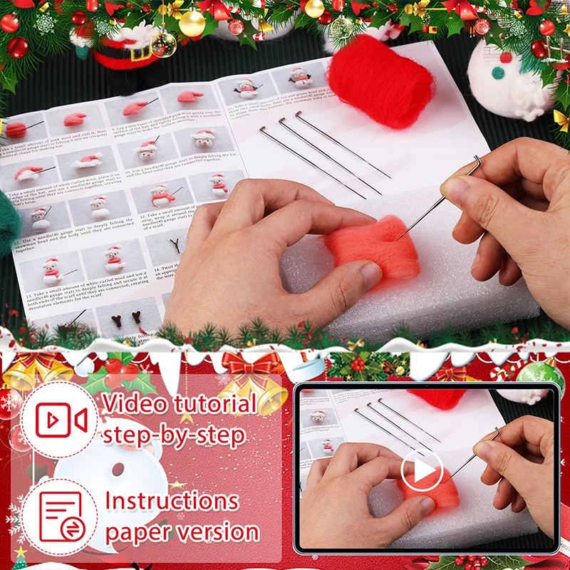 Cute Holiday Decoration Felt Poke Kit Felted Wool Kit Christmas Felt