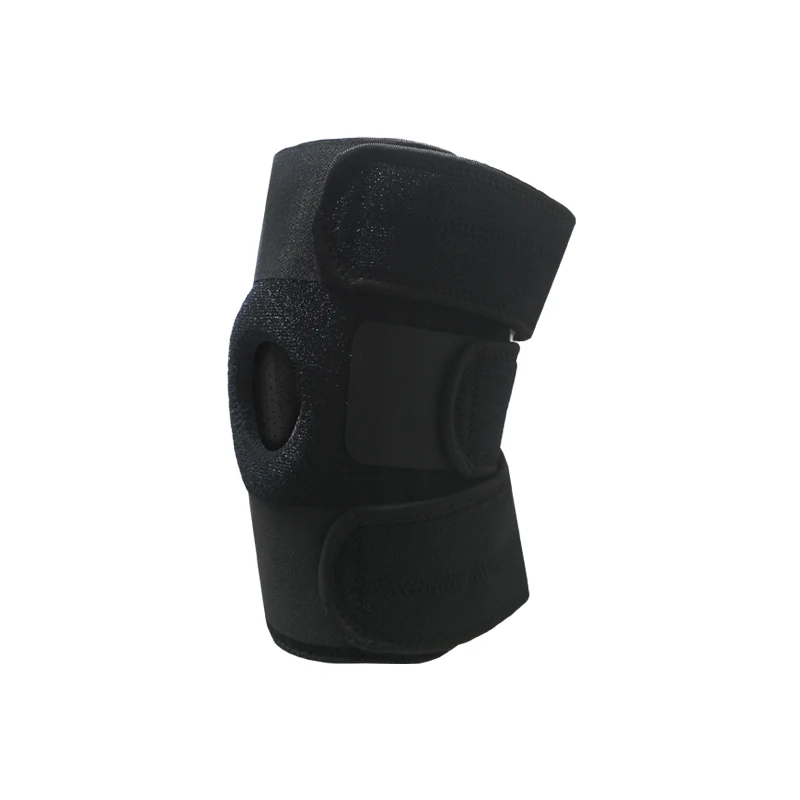 Black Adjustable Knee Brace Support (Pair) with Dual Spring Stabilizers