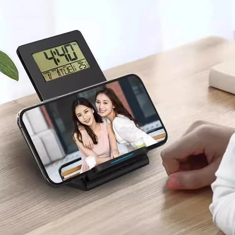 Hot Selling New Products 2024 10W Wireless Charger Stand Mobile Phone Fast Charging Station With Alarm Clock for iPhone