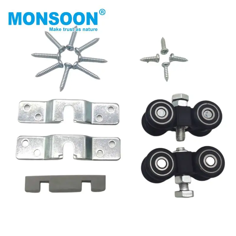 Black Four Whee Sliding Door Wheel Hanging Slide Door Soft Closing