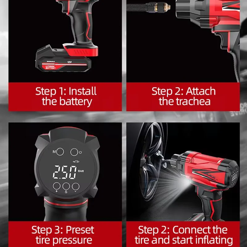 Переносные автомобильные шины пневматический насос портативный беспроводной автомобильный компрессор 12В бе