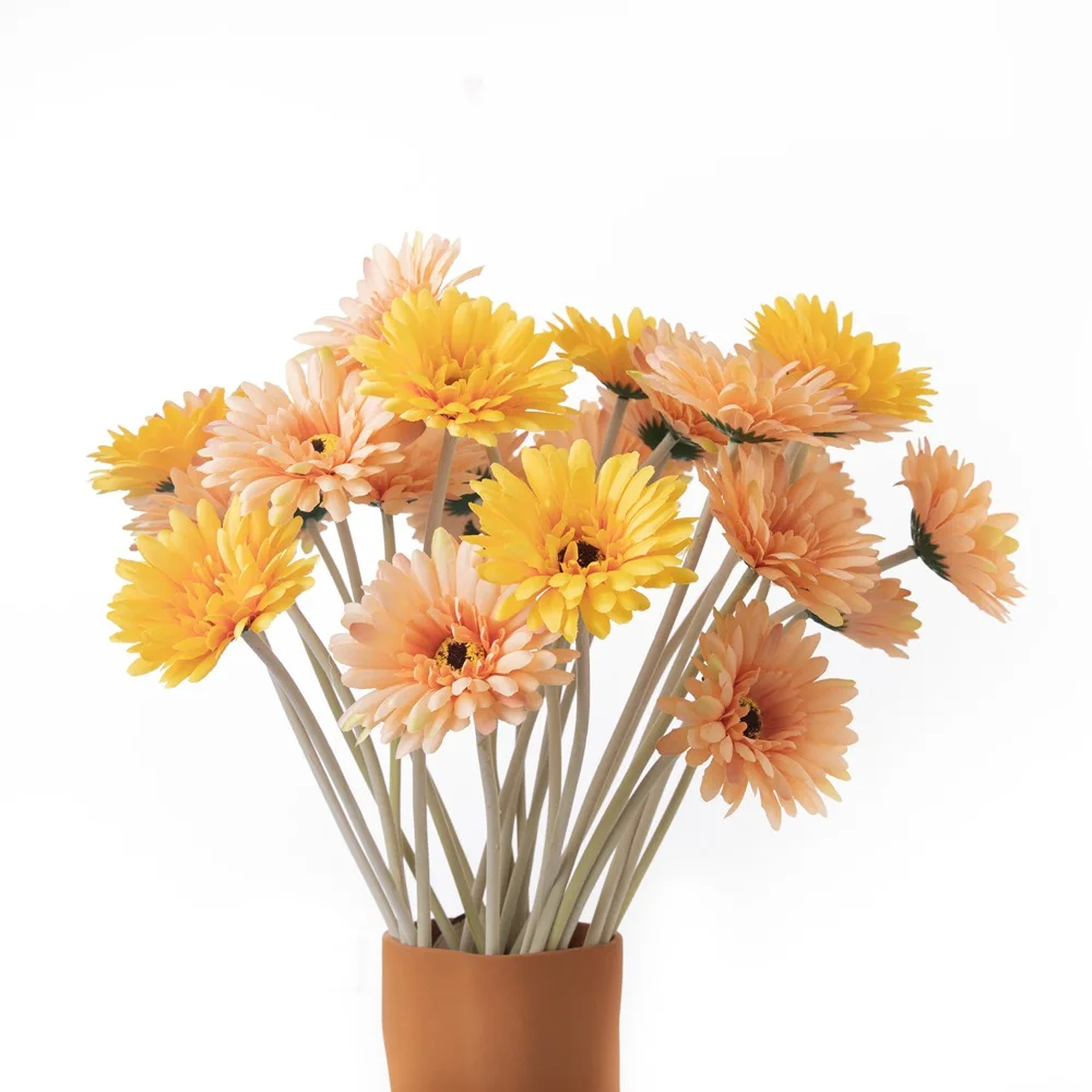 Factory Sales Gerbera Sunflower Flocking Stem Artificial Flowers Plant