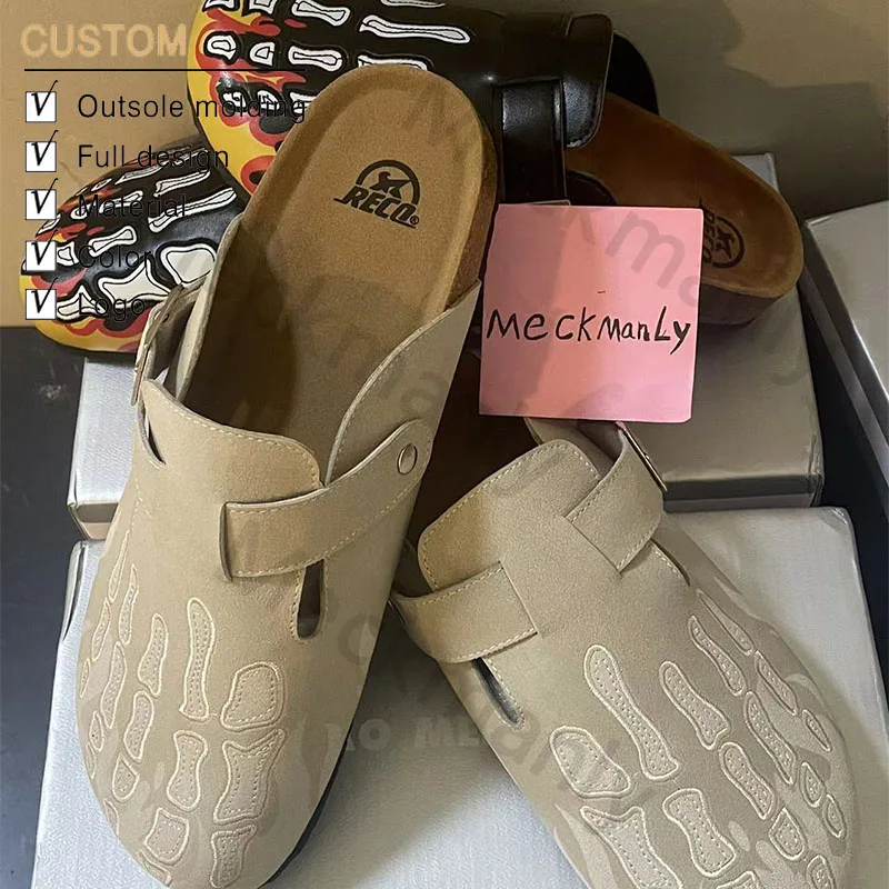 Men Clogs Custom Design Logo Close Toe Slippers Outdoor Genuine Leather Men Clogs Custom Women Classic Clogs Flat Mules Slippers