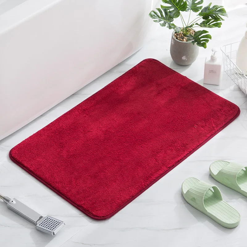 Washable Bathroom Floor Mat Absorbent Shaggy Bath Rug Custom Size Non Slip Bathroom Mat