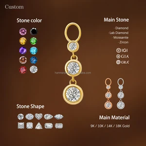Custom 14K Solid Gold Geometric Moissanite/Lab Diamond Pendant Delicate Jewelry Findings for Earring Bracelet Necklace Making