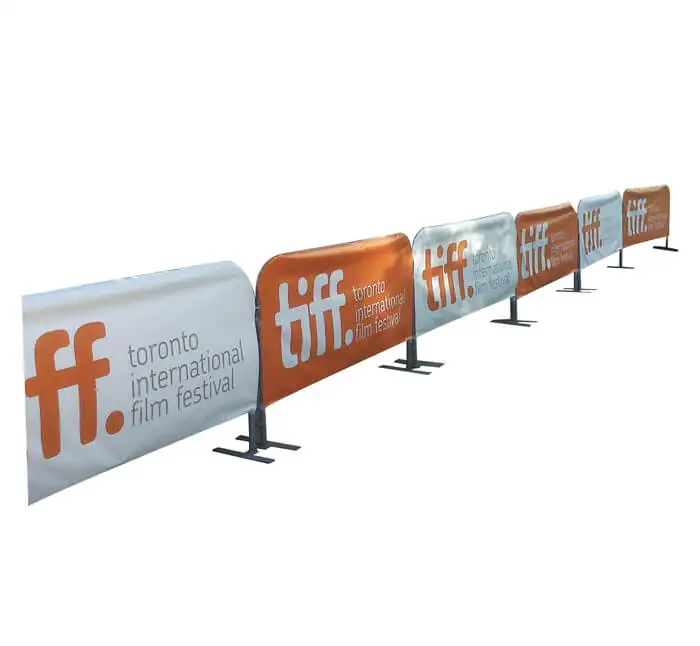 Double Side Print and Mesh Fabric for Crowd Control Barrier Printed Banner Covers Road Safety Barricade Cover