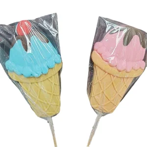 Customized Children's Cartoon Lollipop Hard Candy High-Value Ice Cream Mint Flavored Cute Bulk Packaged for Gifts Decorations