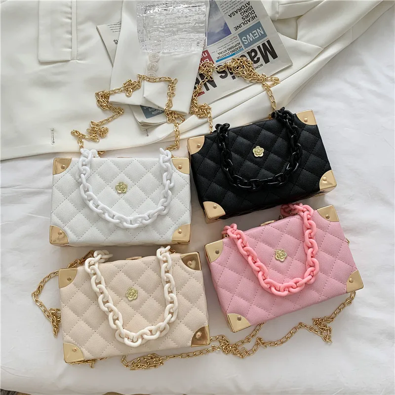 Neora Pink Stylish Checks Sling Bag with Pearl adjustable hand