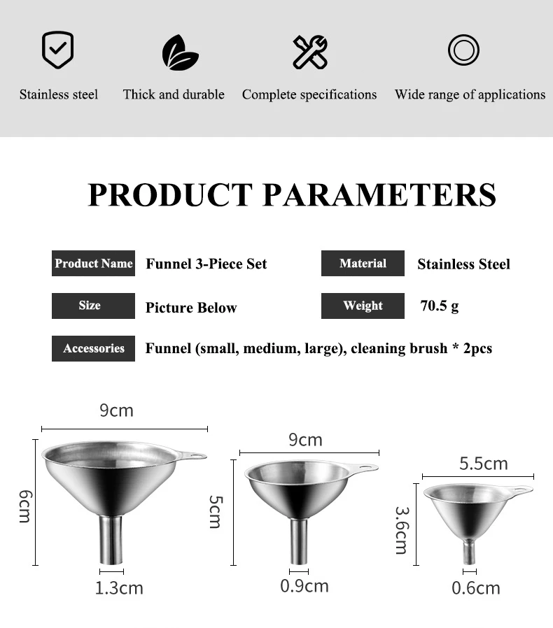 Wholesale Kitchen Funnel Stainless Steel Funnel Oil Funnel Kitchen