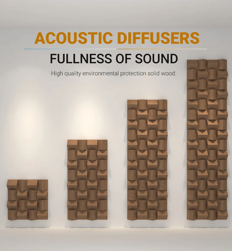 3D Acoustic Wall Wooden Acoustical Diffuser Panel Qrd Sound Diffuser ...