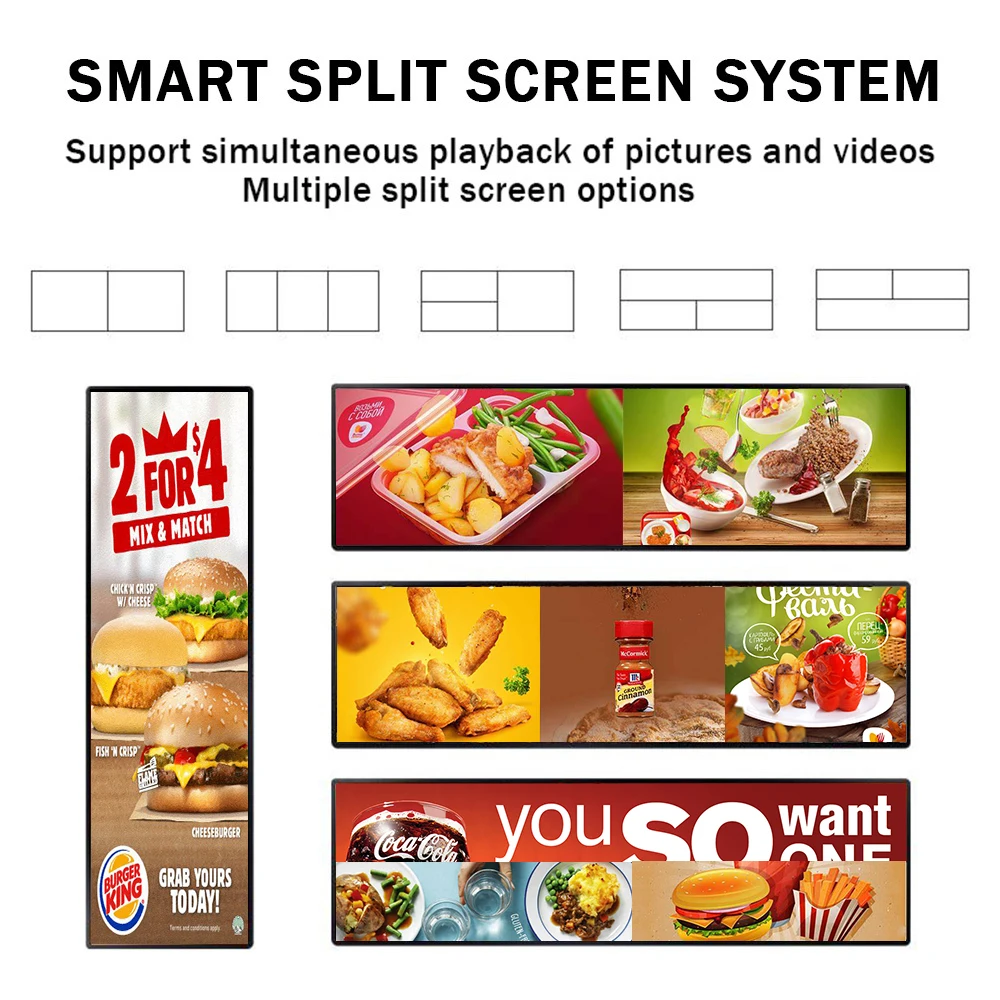 Shelf Edge LED Display Screen Supermarkets Screens Stretch LCD Bar Lvds Display Shelf Edge Custom Stripe Screen for Advertising