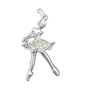 Unisex Ballet Dancer Girl Chain Necklace Pendant Children's Alloy Sweater Dressing Gift