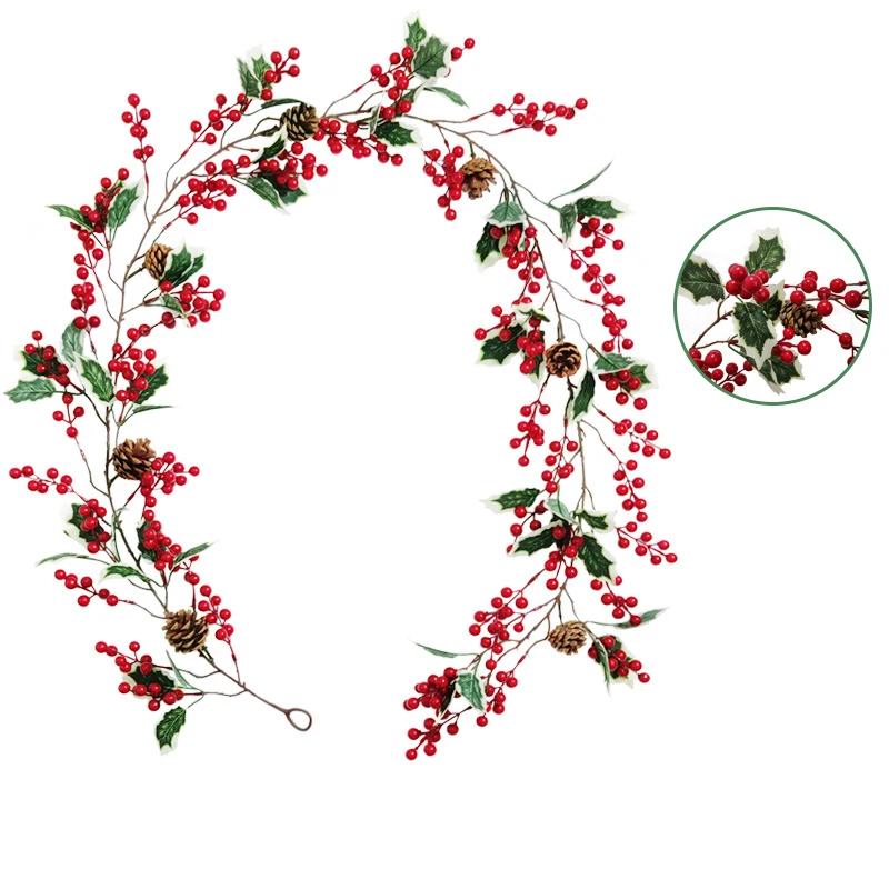 Bunga Beri Rotan Natal Buatan Karangan Bunga Diy Ornamen Pohon Hijau Hiasan Gantung Rumah Untuk Dekorasi Pesta Natal Buy Panjang Christmas Holly Karangan Bunga Buatan Bunga Xmas Ilex Aquifolium Merry Natal Mistletoe Tahun