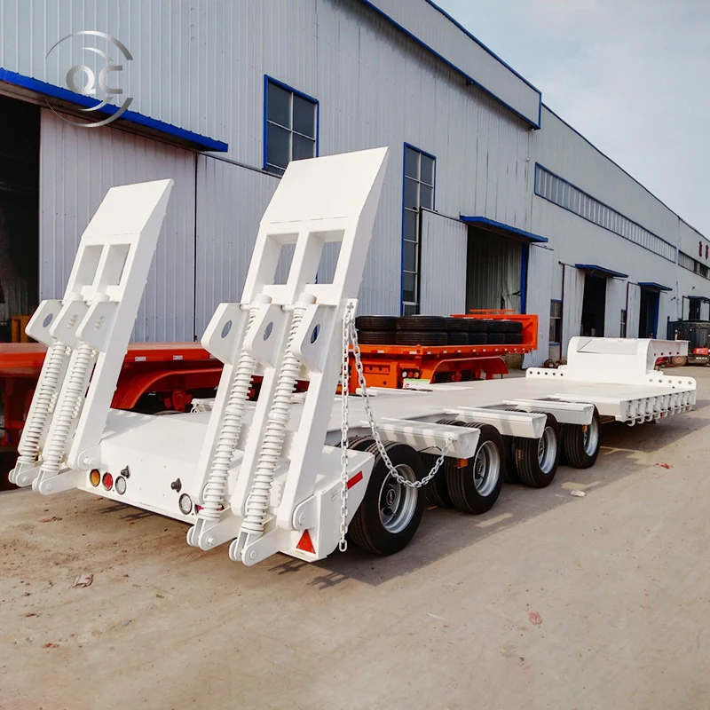 3 4 Axles Extendable Gooseneck Lowboy Semi Trailer 40-120ton Hydraulic Flat Bed Loader Platform Drop Deck Lowbed Truck Trailer