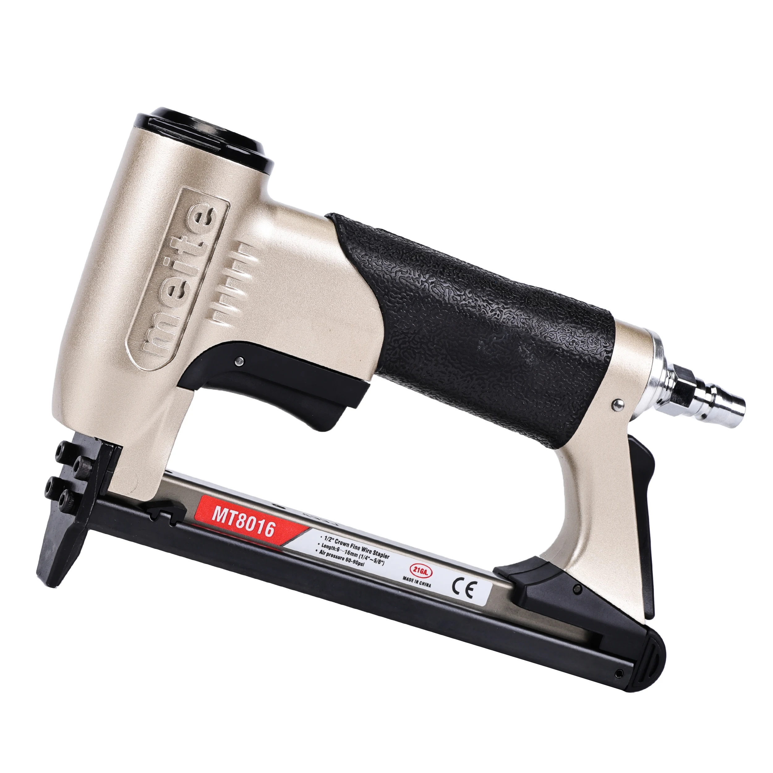 Meite MT8016 Pneumatic Upholstery Stapler - 21 Gauge, 1/2" Crown, Fits 1/4" To 5/8" Staples