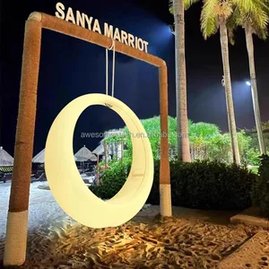 Outdoor Leisure Furniture Led Swing Glowing Strip Light Color-Changing Waterproof Colorful Hanging Led Swing Chair