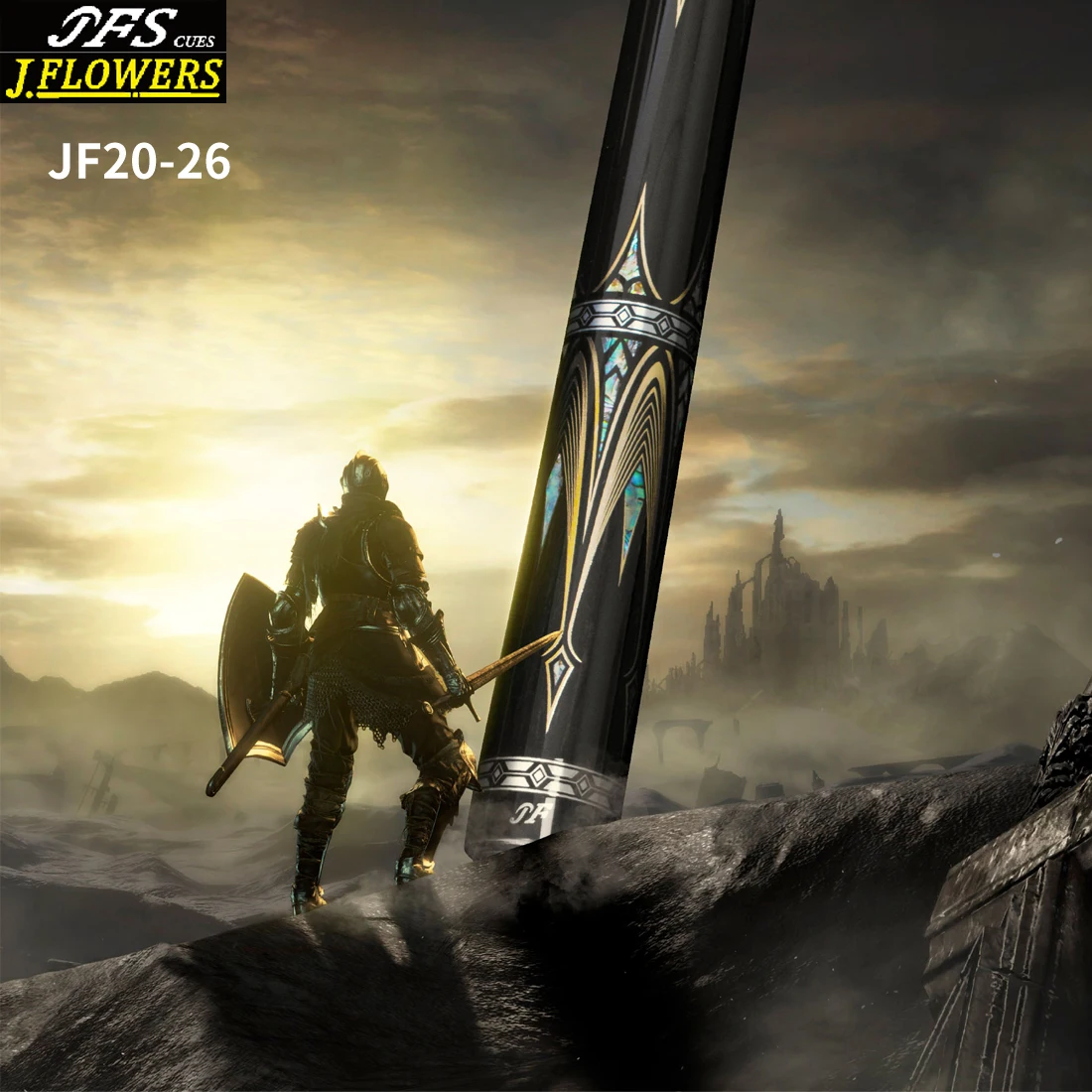 Jflowers JF20-26F Carbon Fiber Pool Cue Stick Ebony Butt Abalone