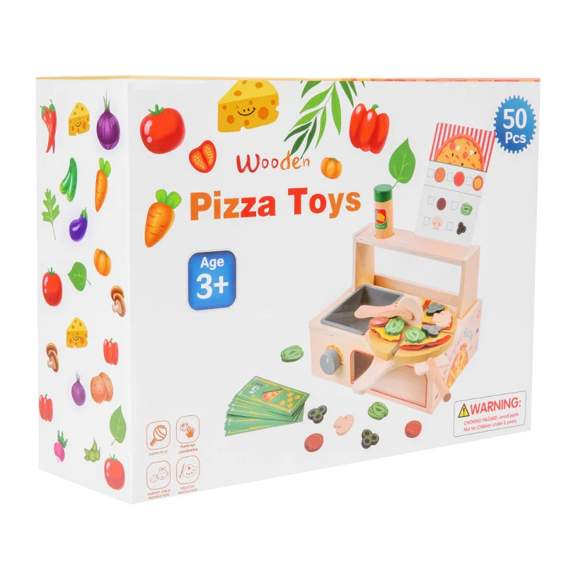 Wooden Pretend Play Kitchen Pizza Oven Toy Education DIY Cooking Simulation Store Toy Simulation Pizza Oven Toy