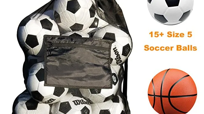 JIFNCR Mesh Net Bag for Basketball Football Volleyball Handmade Braided Sport Mesh Net School Supplies 