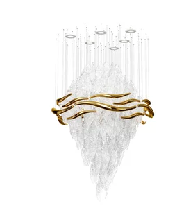 Customize Contemporary Pendant Lamps Art Deco Glass Leaf Hotel Nordic Lamp Luxury Wedding Chandelier