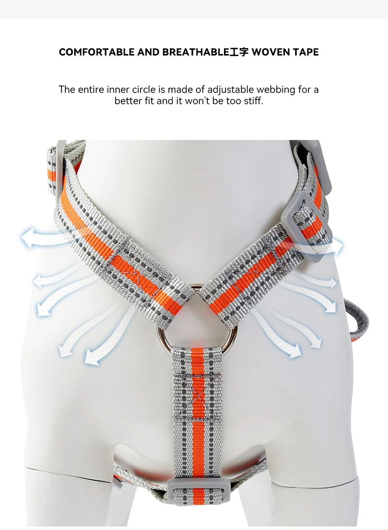 Retractable Dog Leash Harness Set Reflective Adjustable Vest No Pull Lead for Large Dogs supplier