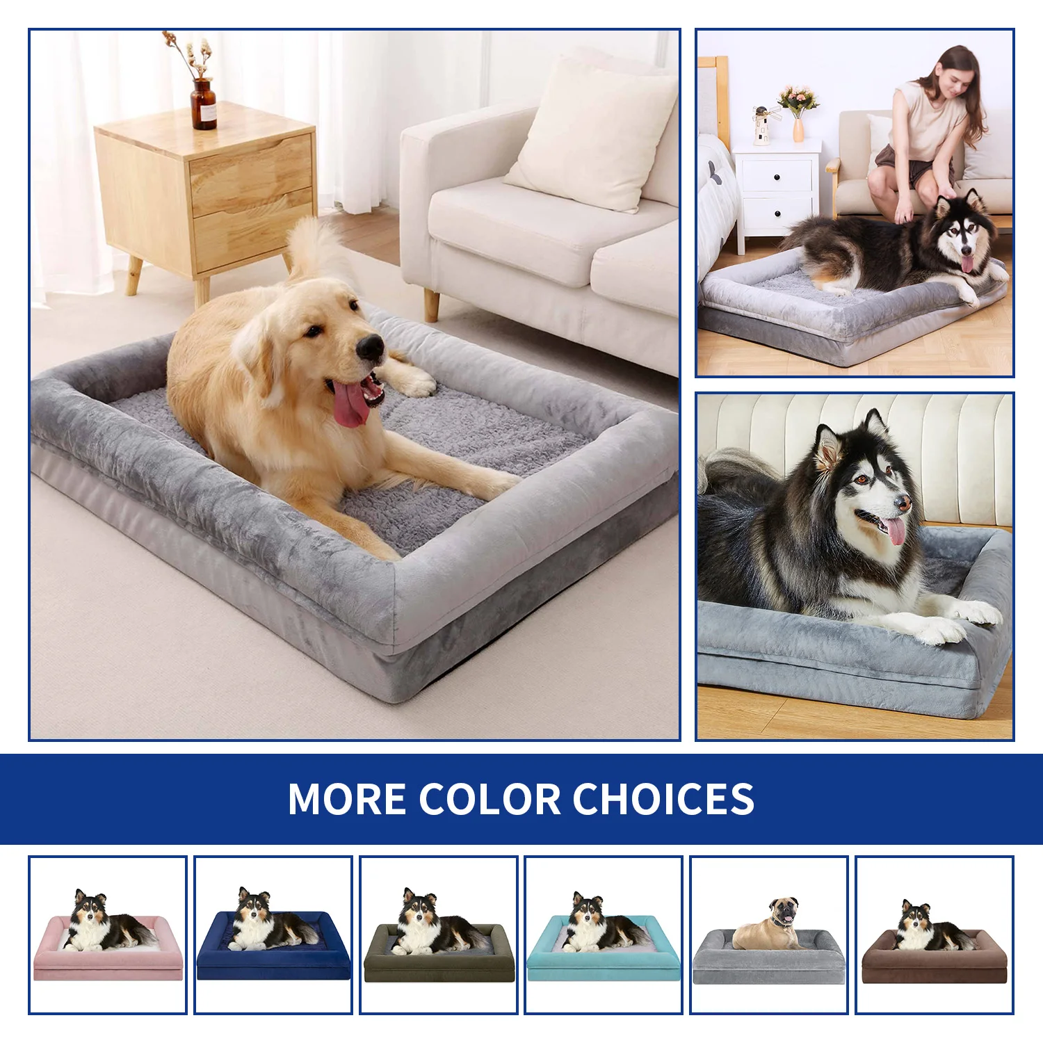 OEM & ODM heavy duty extra large big xl xxl waterproof washable orthopedic memory foam pet dog bed for large dogs details