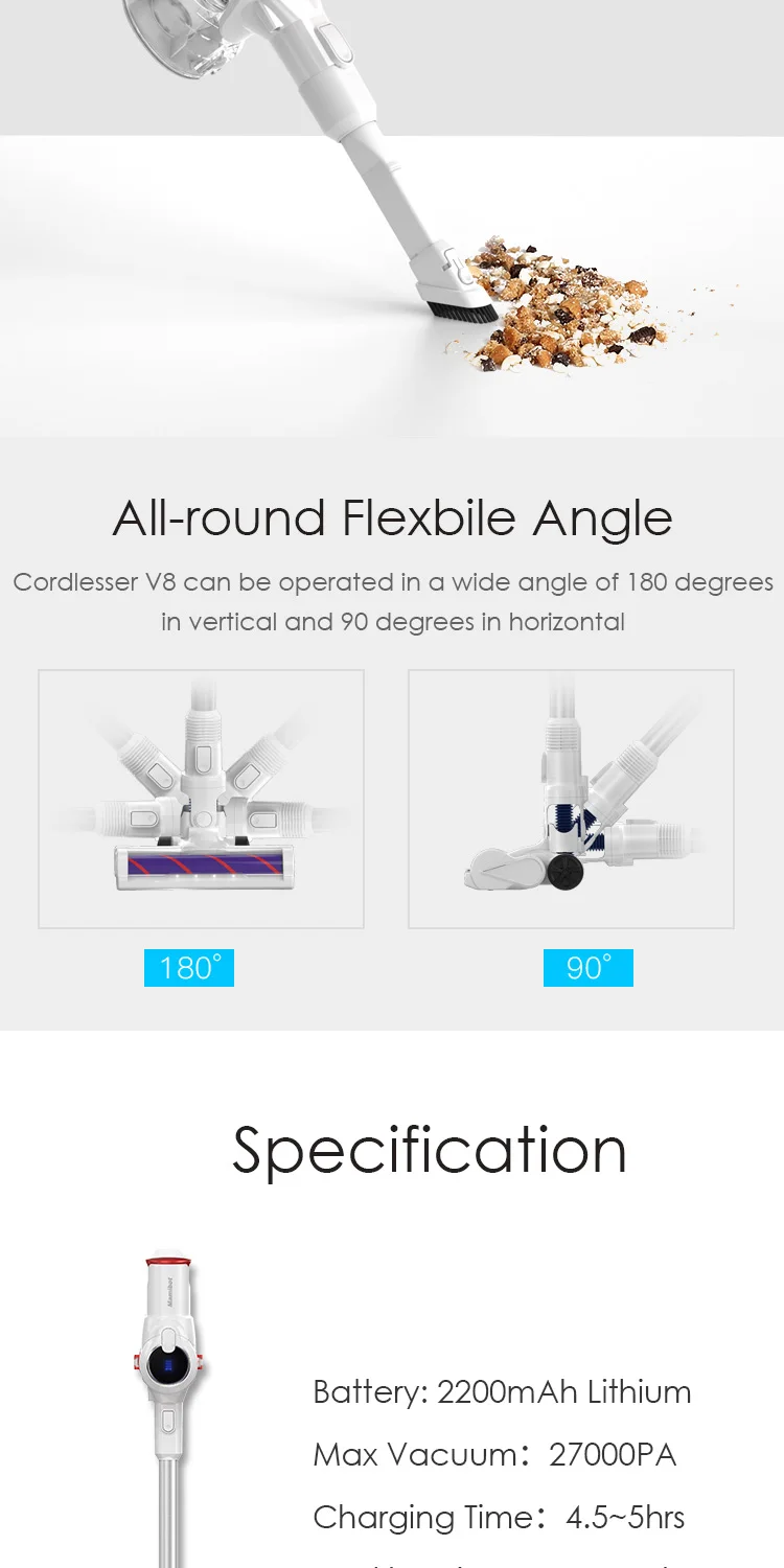 Mamibot V6 Best Selling Handheld Cordless Mattress Vacuum Stick Vacuum Celaner For Hard Floor